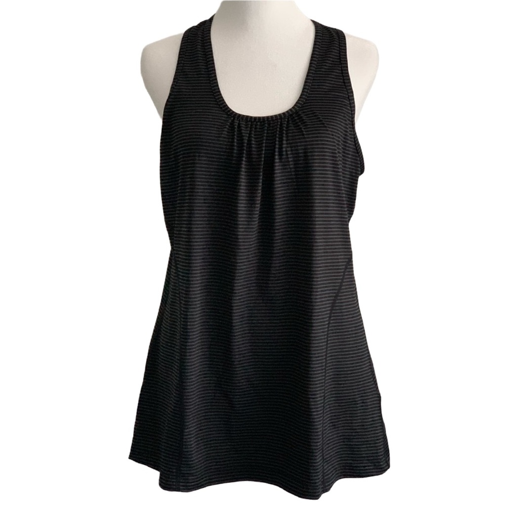KIRKLAND Women’s Black with Gray Stripes Athletic Tank Top